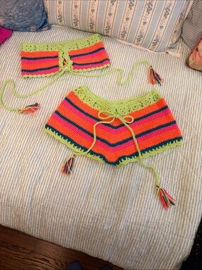 Hot & Delicious Neon Crochet Set - Lime, Pink & Orange